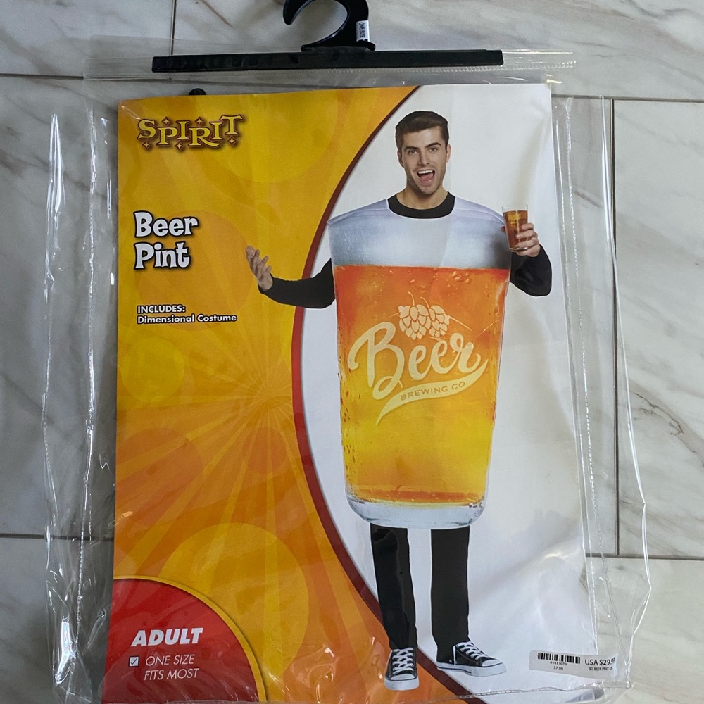 Last call!  Almost new adult Halloween costume. Beer. One size fits all